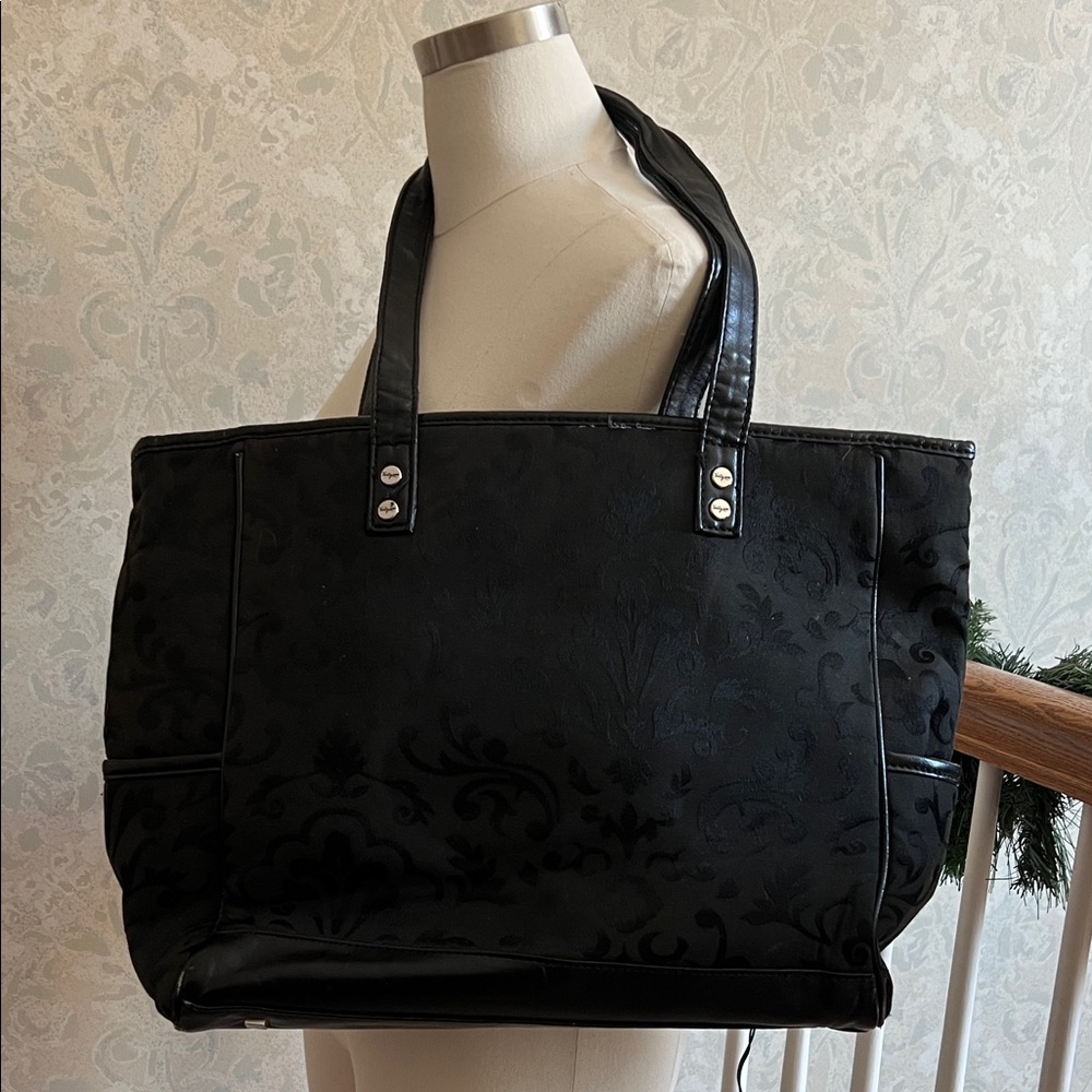 Thirty-One Black Floral Tote Bag